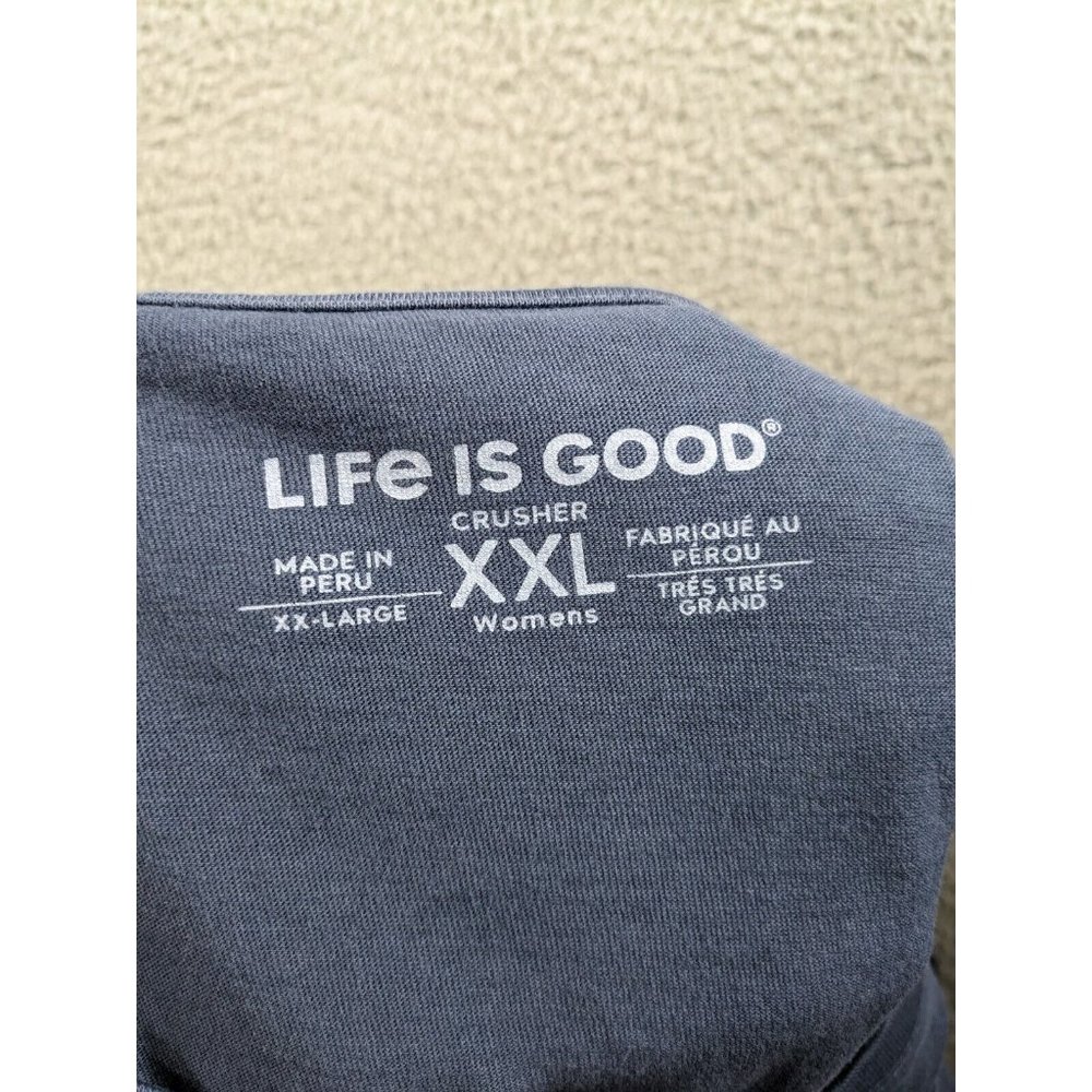 Life is Good Shirt XXL Crusher Long Sleeve T V Neck Fox Wildlife is Good Blue - Picture 3 of 13